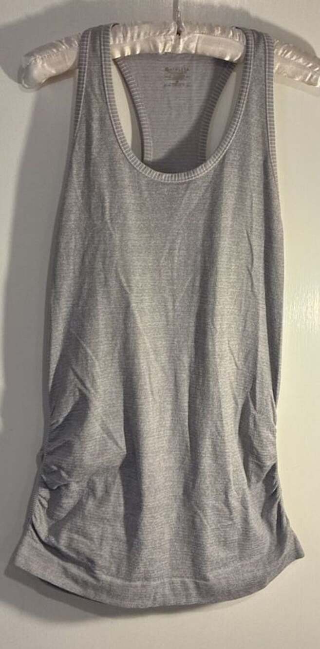 Athleta Encore Cinch Side Tank Size M Gray Heather Ruched Racerback